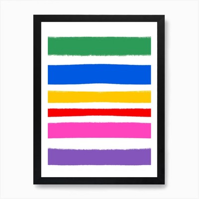 Rainbow Brush Stroke Stripes Art Pr Framed Wall Art Poster Canvas Print Picture