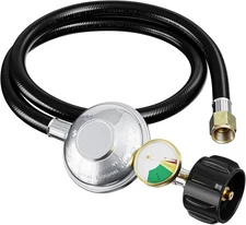 3 Feet Propane Regulator Hose with Propane Tank Gauge, Universal Gas Grill Regul
