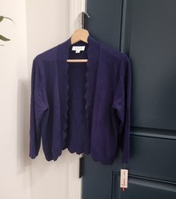 ELLE WOMENS SCALLOPED EDGE OPEN CARDIGAN NAVY L REG NEW WITH TAG