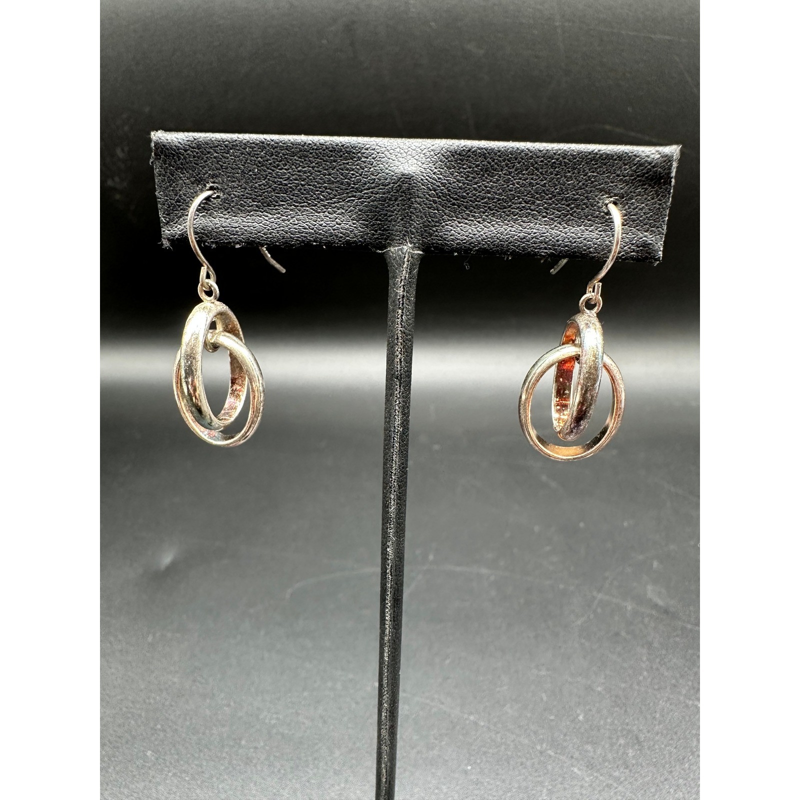 Sterling Silver Interlocking Double Hoop Drop Dan… - image 7