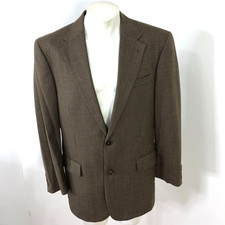 Jos. A Bank Signature 41 R 100 Wool Blazer Sport Coat Jacket Houndstooth Brown