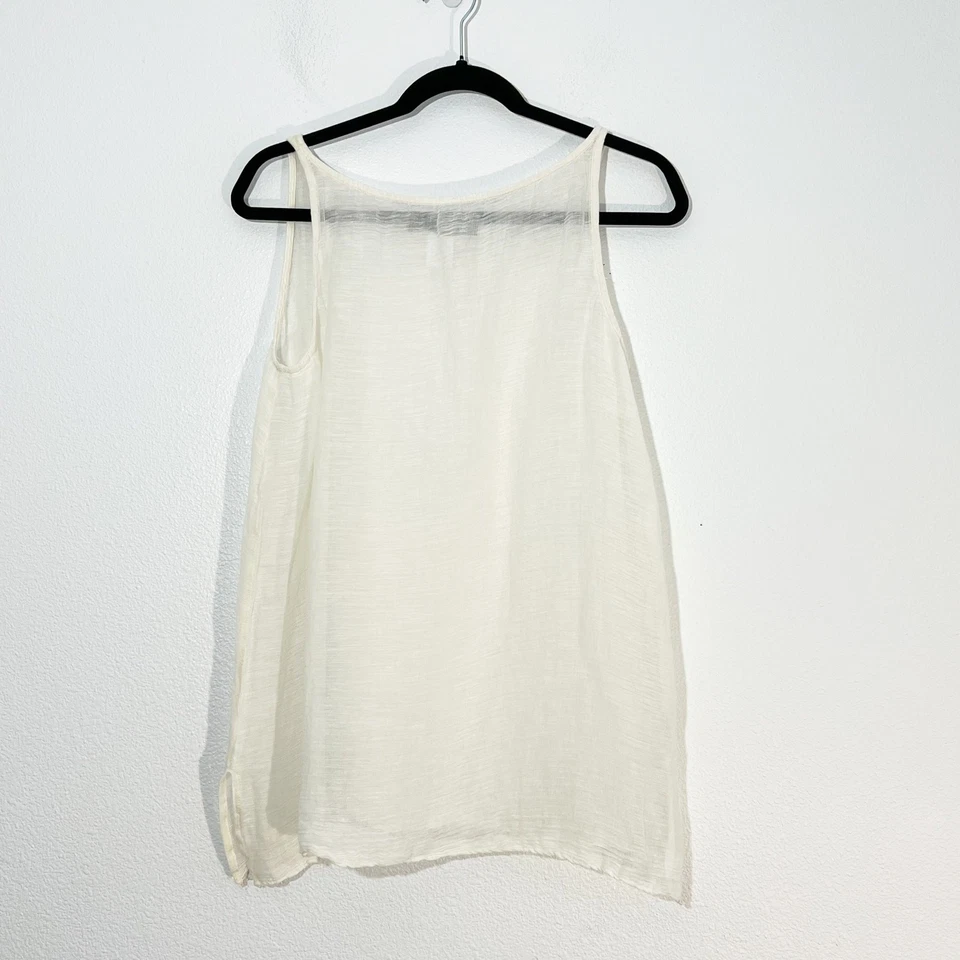 Anne Klein Sheer Linen Tank Womens M Boho Lagenlook Minimalist Coastal Beachy - Image 2 of 4