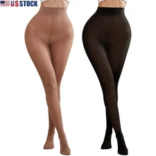 US STOCK Women's Semi Sheer Control Top Pantyhose High Waist High Stretch Tights