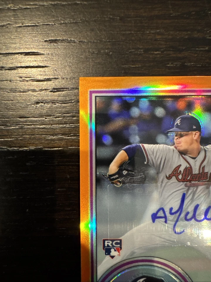 2018 TOPPS AJ MINTER 1983 SILVER PACK AUTO RC ORANGE REFRACTOR /25 BRAVES - Image 4 of 4