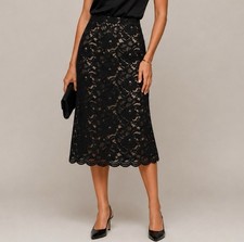 New York Co Womens Black Lace Midi Skirt 12 Floral Dark Coquette Whimsigoth
