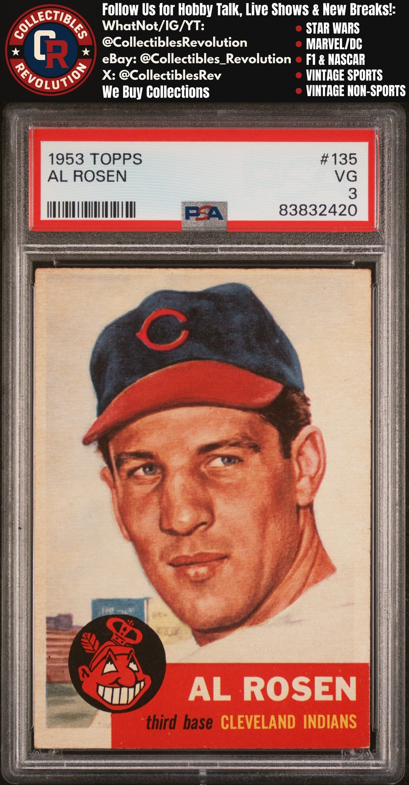 1953 Topps #135 Al Rosen Cleveland Indians PSA 3