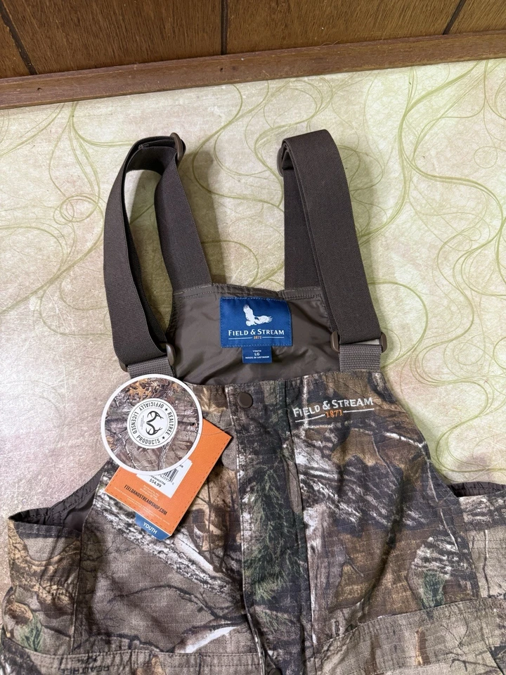 Field & Stream Camo Camouflage Overalls Bibs Sz Youth L Realtree new with tags - Image 2 of 4
