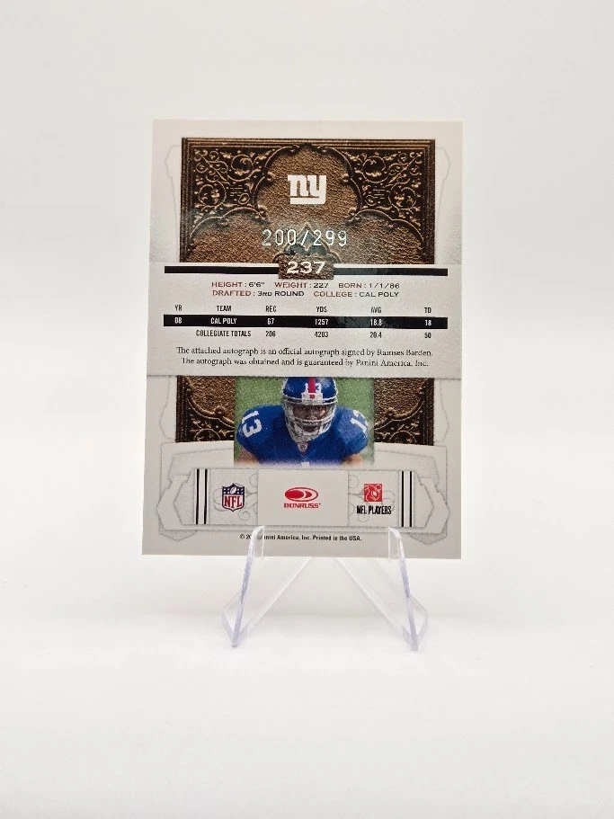 Ramses Barden 2009 Donruss Classics RC Significant Signatures Auto SP /299 #237 - Image 2 of 2
