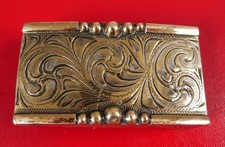 AWESOME VINTAGE STERLING SILVER GOLD WASH WESTERN AMERICANA BELT BUCKLE 