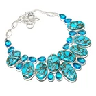 Copper Blue Turquoise Swiss Blue Topaz Gemstone Necklace Jewelry 18" BN 7630