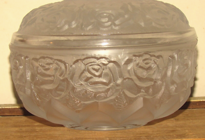工芸品 VINTAGE LALIQUE antique vintage Lalique crystal covered bowl w/ roses France
