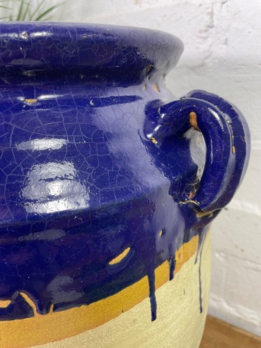 Vintage French Style Blue Glazed Terracotta Confit Pot Urn - Picture 10 of 12