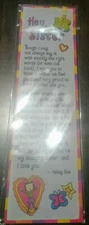 Hey Sister, Blue Mountain Arts charm bookmark. New