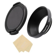 LingoFoto 39mm Wide-angle Metal Hood+58mm Side pinched Lens Cap with Lens Cloth