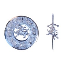 Men's Scottish Lion Chrome Kilt Pin and Brooch