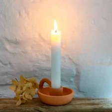 Terracotta Wee Willy Winkie Candleholder, Natural Terracotta Clay Candle Holder