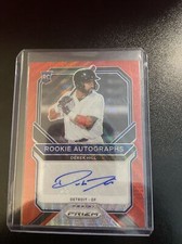 2021 Panini Prizm Rookie Auto Red Prizm 18/75 Derek Hill #RA-DH Auto Tigers