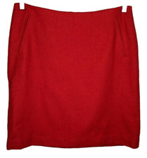 Red Skirt Wool Talbots A-Line Pockets Knee Length Career Business 6P Petites