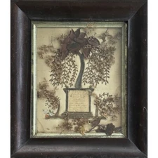 Rare Antique Victorian Reliquary/Mourning Hair Art, Framed