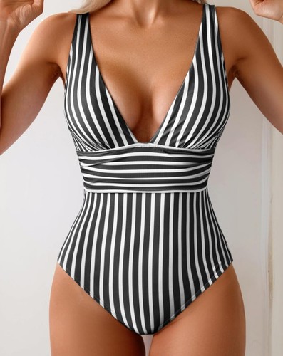 Eomenie Women's One Piece Swimsuit Tummy Control Bathing Suit V Neck Size XL - Picture 3 of 8