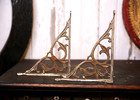 <!--F#f_0-->Vintage Cast Iron Wall Shelf brackets Architectural gothic Antique set pair<!--F/-->