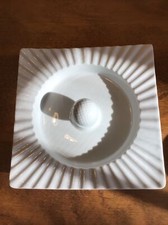 vtg white ceramic golf ball trinket dish ash tray 8 x 8 square