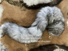 28" 70cm Long Real Natural Indigo Fox Tail Fur Tail Cosplay Games