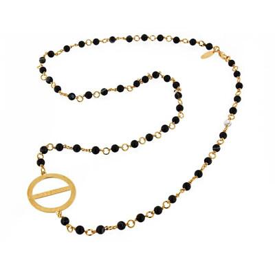 Women's COCONUDA COCH2009 Necklace in Gilded Bronze with Black Stones