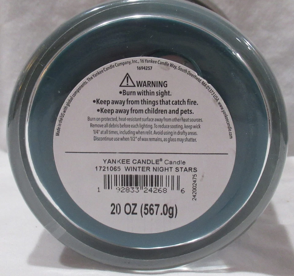 Yankee Candle Large Jar Pillar 2-wick 20 oz teal WINTER NIGHT STARS - Image 4 of 4