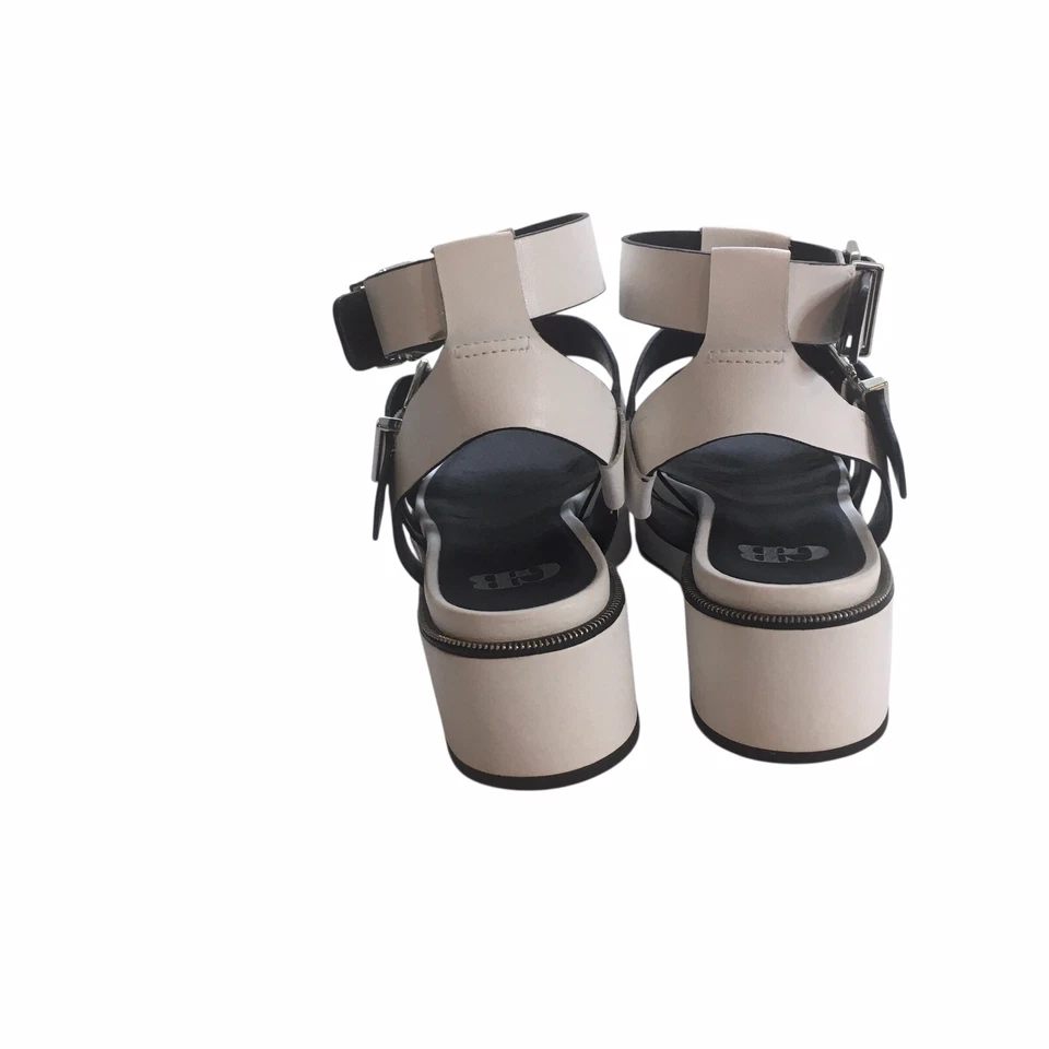 Sandalias de plataforma de gladiador de cuero blanco para mujer 6,5 tiras años 90 Rock Edgy tobillo Foto 4 de 4