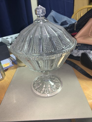 Vintage Kristall Glas Füße bedeckt Süßigkeiten Waschtisch Schale mit geschnittenem Glas Finish GROSS