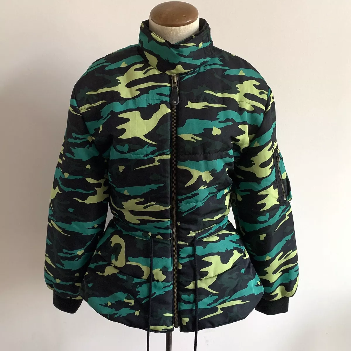 80s / 90s JUNIOR GAULTIER Heart Camo Bomber Puffer Jacket Vintage