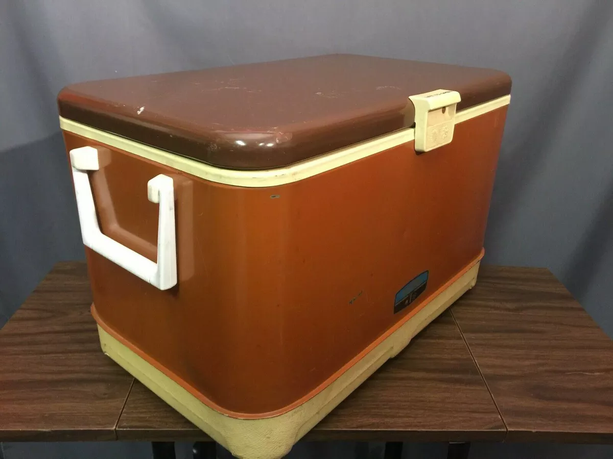 Thermos Ice Chest Vintage Cooler Rare Brown Tan Made In USA