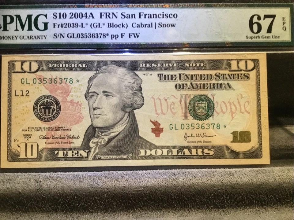 FR.2039-L* 2004-A $10 FW *STAR* FRN SAN FRANCISCO, CA PMG GEM UNCIRCULATED-67EPQ - Image 3 of 4