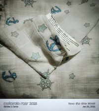 Swaddle Designs Baby Blanket Anchor Nautical Blue White Star Muslin Cotton boat