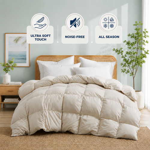 HOTEL Soft Oversized Down Feather Fiber Comforter , King or Queen Bed Blanket
