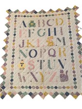 Vintage Hand Stitched Embroidered Pictorial Alphabet Quilt 45 x 52