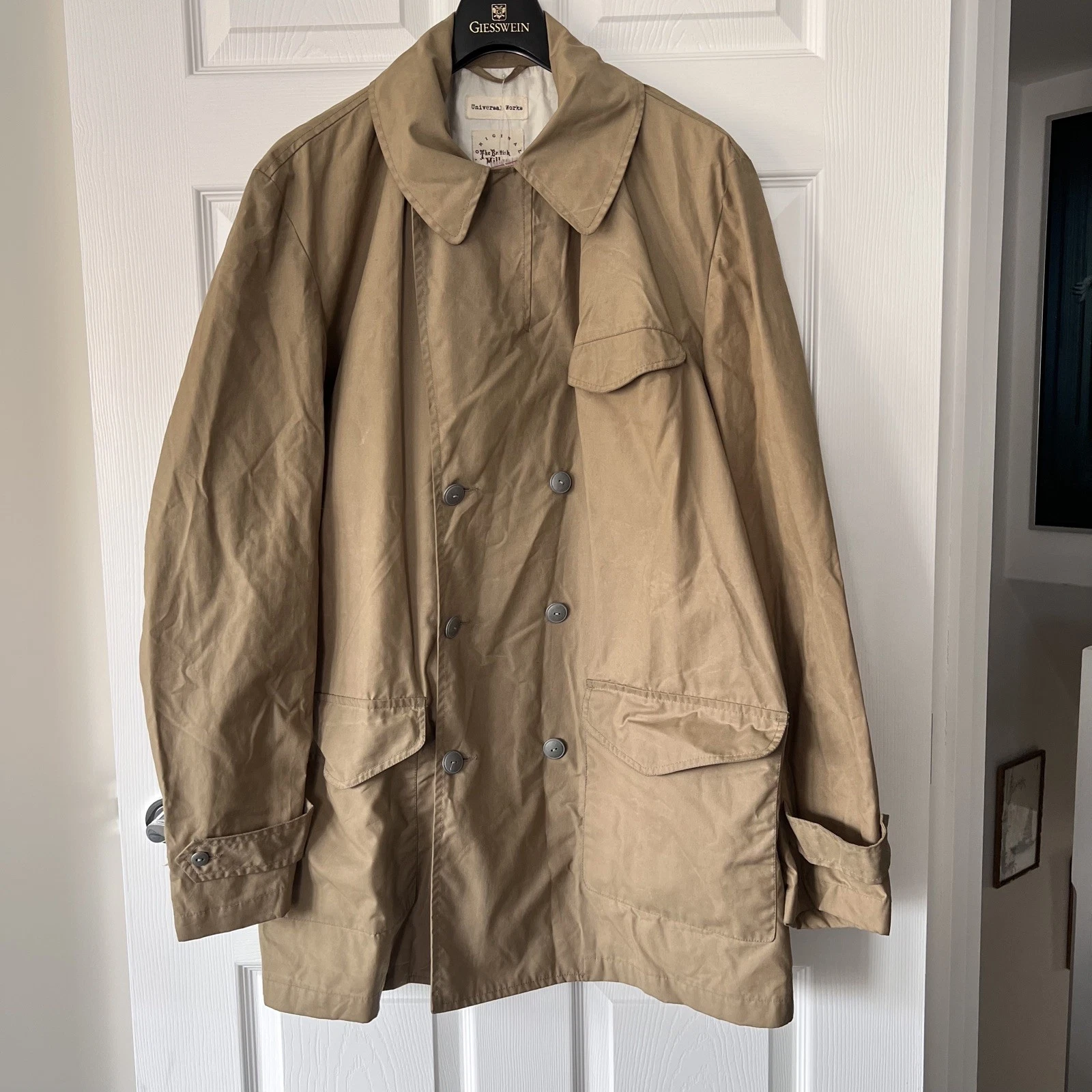 Universal Works Storm Mac Men’s XL Sand Jacket Coat Waxed Millerain Driden