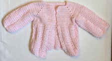 Handmade Crochet BABY Girls Long Sleeve Cardigan Sweater Pink 9-12M