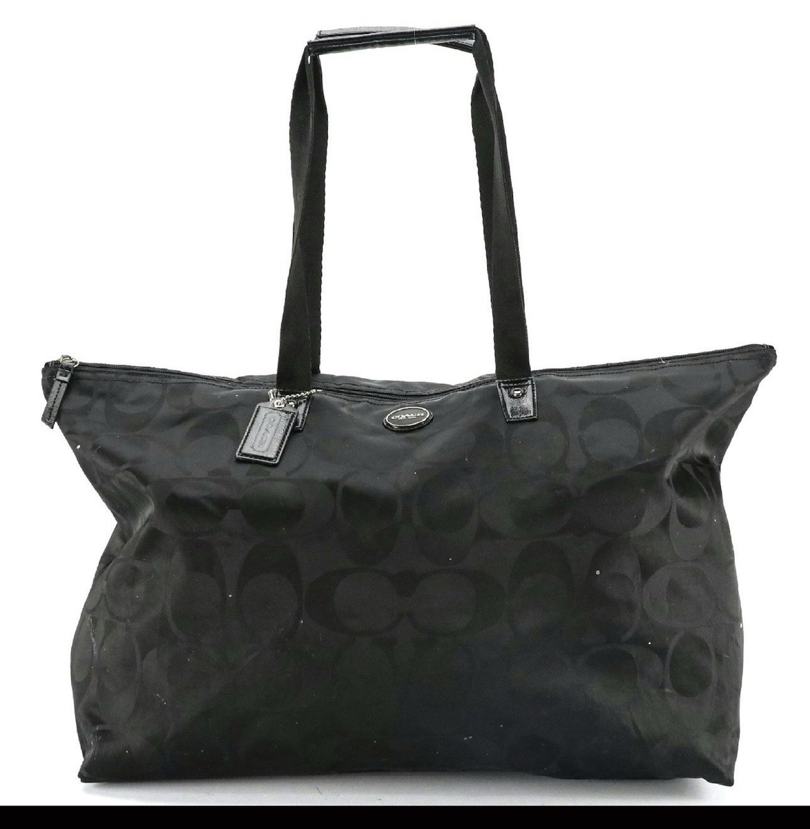 COACH Getaway Signature Black Nylon Large Packable Weekender Bag