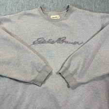 Eddie Bauer Sweatshirt Mens XXL Gray Pullover Embroidered Logo Crewneck VTG