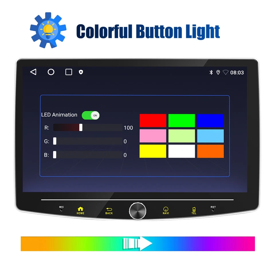 4+64G Android 15 Carplay Car Stereo 1DIN GPS WIFI 360° Rotatable Screen +Camera - Image 4 of 4