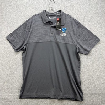 Under Armour Polo Shirt Mens XL Gray HeatGear Loose Tournament Of Champions NEW