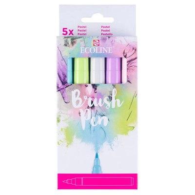 Ecoline Brush Pen Pastellfarben-Set 5 Farben Zarte Aquarellmarker