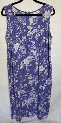 #ad Vintage Dress Barn Dress Women#x27;s 16W Floral Periwinkle amp; White Sleeveless Maxi $18.00