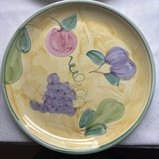 Set Of 4 Caleca Italy Frutta Pattern Dinner Plates 11" Hand Painted ITALY Grapes