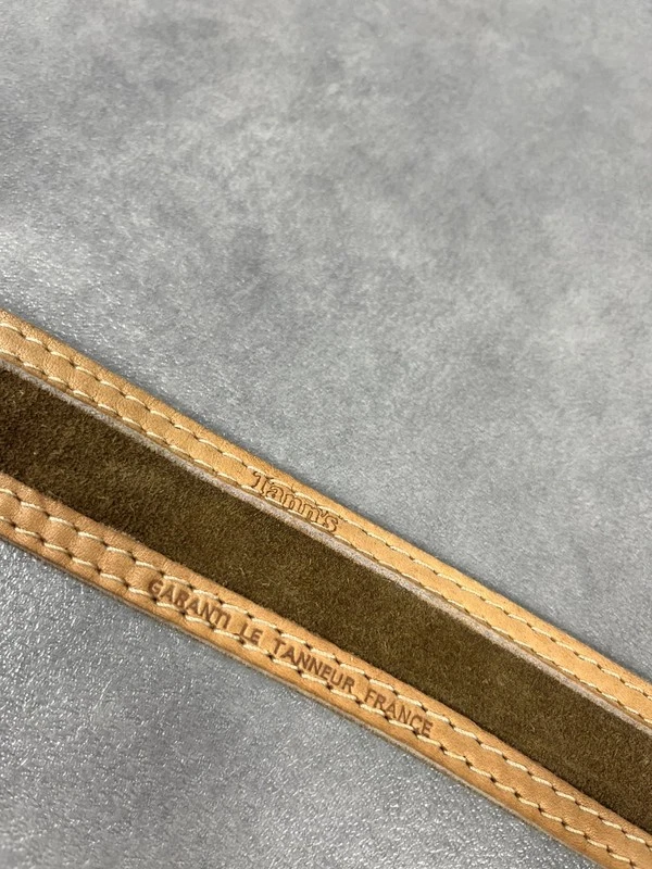 Ceinture cuir / nubuck marron kaki vintage Tann’s Le tanneur France enfant 55cm - Photo 3/4
