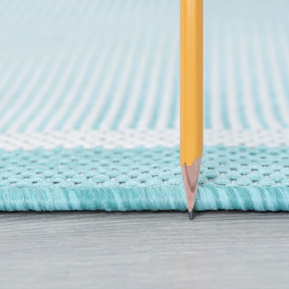 2x3 Blue Single-Color Solid Banded Angled Bordered ECO1106 - Aprx 2' x 2' 11" - Image 2 of 2