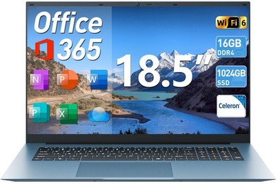 SGIN 18,5'' Full HD Laptop Windows 11 Intel Celeron N5095 16GB RAM 1TB SSD WiFi 6