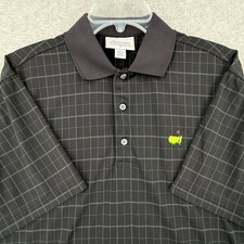 Masters Performance Golf Polo Shirt Mens Medium Black Check Augusta Logo